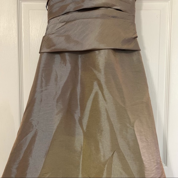 VINTAGE WATTERS & WATTERS Silvery Grey Chrome Bridesmaid Dress Formal Gown Sz 0 - Picture 6 of 16